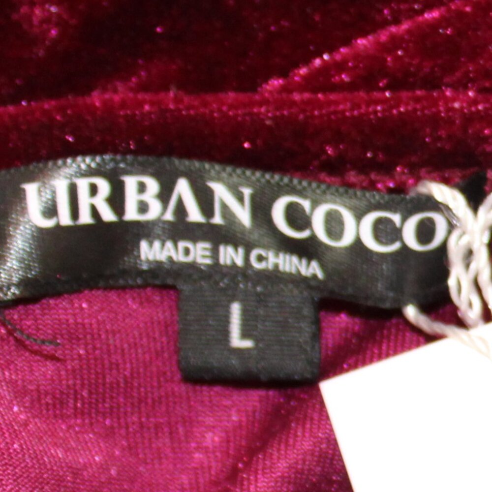 Urban CoCo Long Sleeve V-Neck Red Crush Velvet Size L - Picture 11 of 12